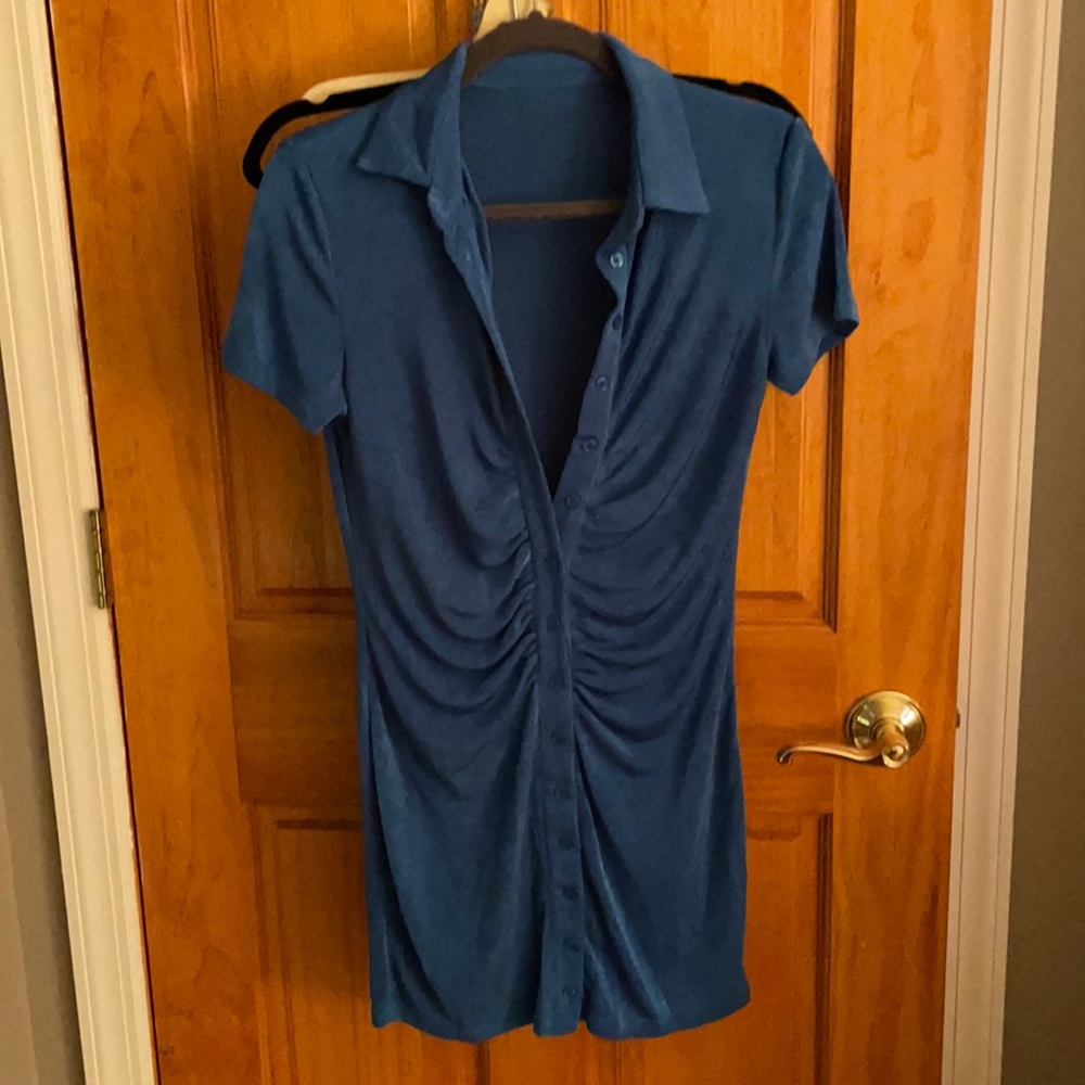 Blue button down dress